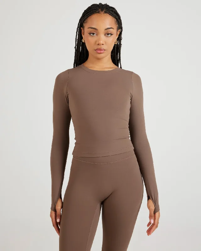 Women's Eco-friendly Long Sleeve T-shirt -Airey Long Sleeve - Light Brown