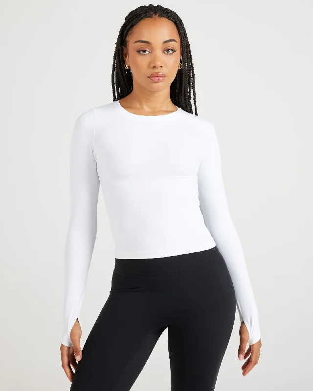 Women's Monogram Long Sleeve T-shirt -Airey Long Sleeve - White