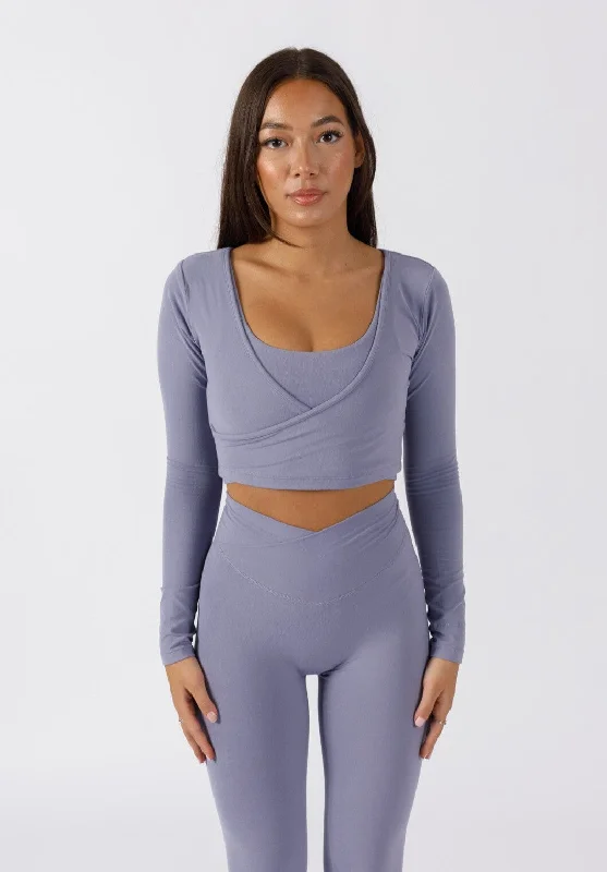 Women's Logo Long Sleeve T-shirt -AirSilk Long Sleeve Wrap Crop Moonlight