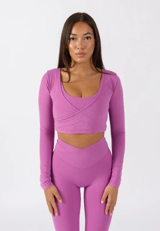 Women's Printed Long Sleeve T-shirt -AirSilk Long Sleeve Wrap Crop Vertigo