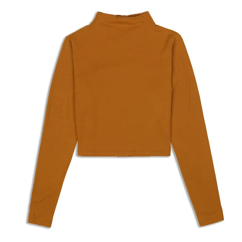 Women's Cozy Long Sleeve T-shirt for Warmth -All Aligned Mock Neck Long Sleeve - Resale Women's Cozy Long Sleeve T-shirt for Warmth -All Aligned Mock Neck Long Sleeve - Resale