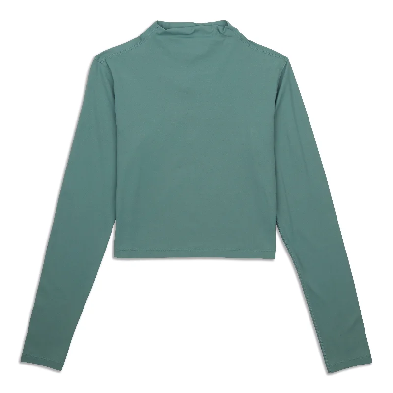 Women's Chic Long Sleeve Top -All Aligned Mock Neck Long Sleeve Shirt - Resale