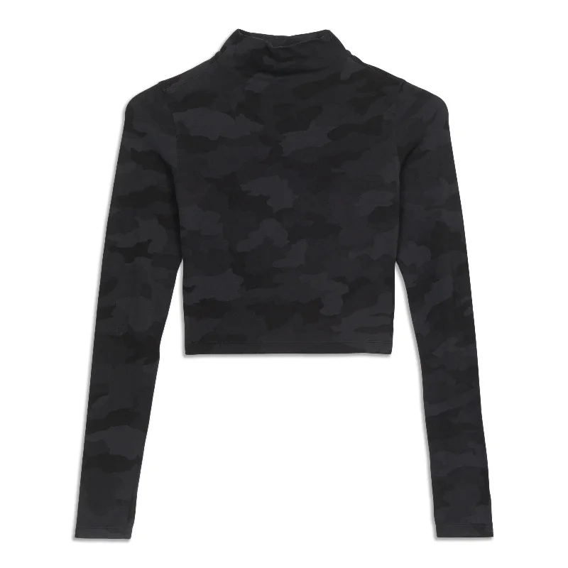 Women's Lightweight Long Sleeve T-shirt -All Aligned Mock Neck Long Sleeve Shirt - Resale Women's Lightweight Long Sleeve T-shirt -All Aligned Mock Neck Long Sleeve Shirt - Resale