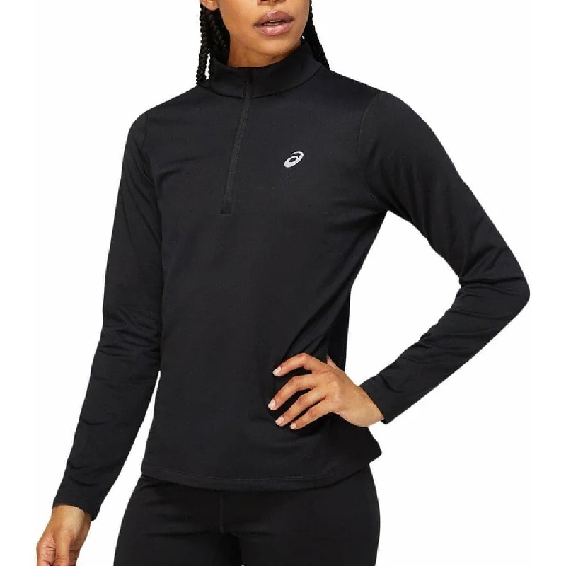 Women's Ribbed Long Sleeve Shirt -Asics Core Winter Half Zip Long Sleeve Womens Running Top - Black Women's Ribbed Long Sleeve Shirt -Asics Core Winter Half Zip Long Sleeve Womens Running Top - Black