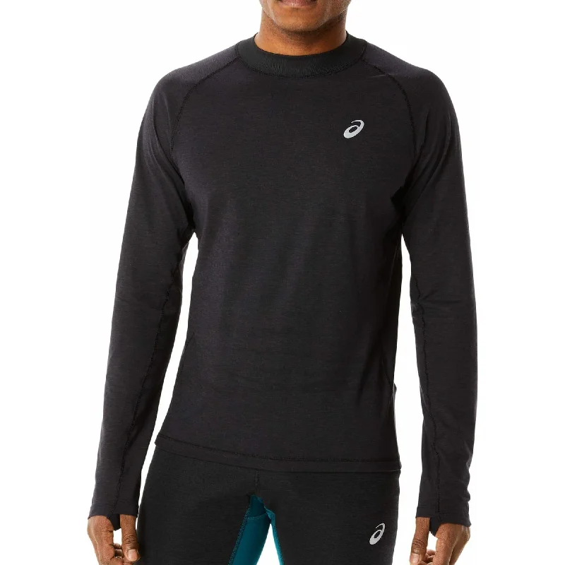 Women's Basic Long Sleeve T-shirt -Asics Winter Long Sleeve Mens Running Top - Black Women's Basic Long Sleeve T-shirt -Asics Winter Long Sleeve Mens Running Top - Black