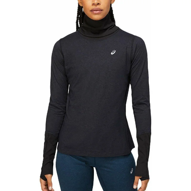 Women's Long Sleeve Fitness T-shirt -Asics Wool Rib Long Sleeve Womens Running Top - Black Women's Long Sleeve Fitness T-shirt -Asics Wool Rib Long Sleeve Womens Running Top - Black