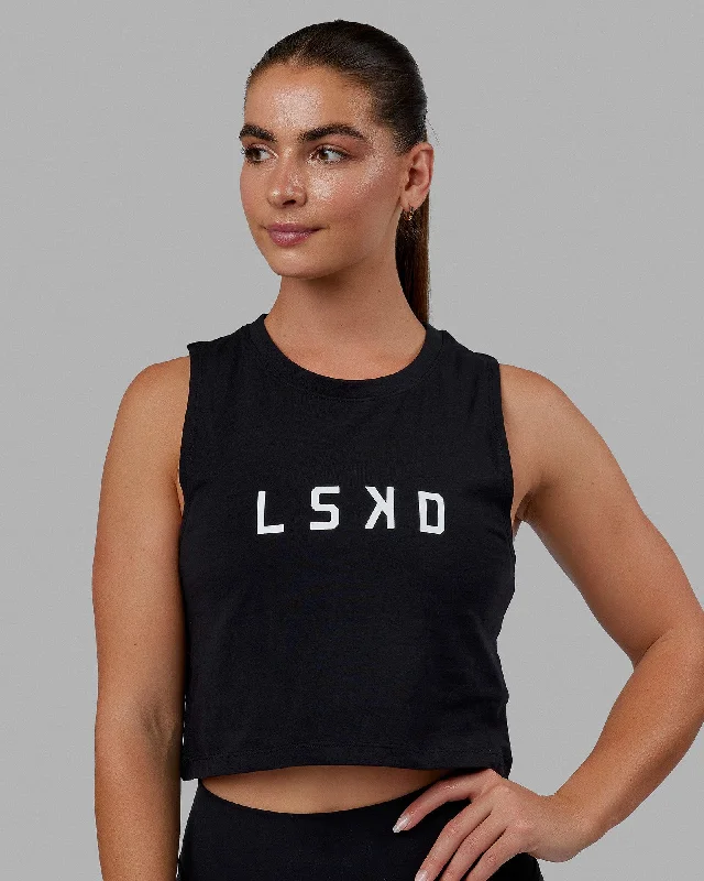 Women's Crochet Tank Tops -Agile FLXCotton Tank - Black-White
