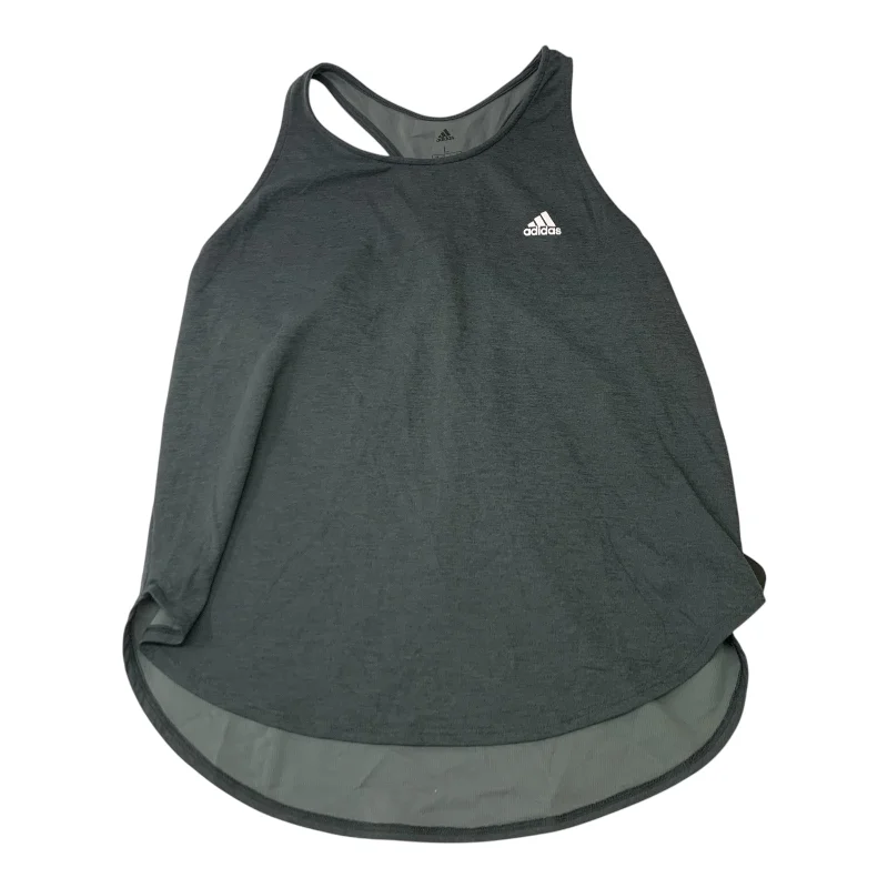 Women's Long Tank Tops -Athletic Tank Top By Adidas In Grey, Size: L
