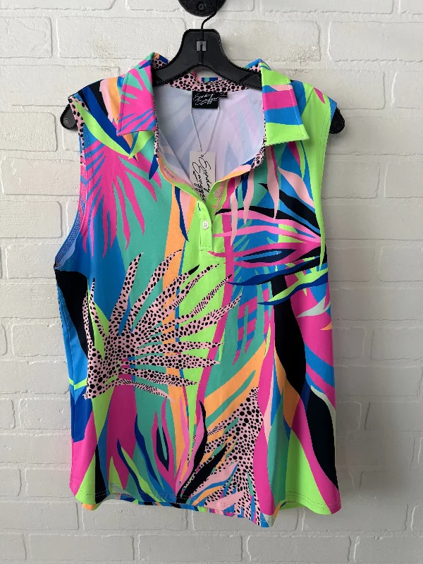 Women's Loose Tank Tops with Graphic Prints -Athletic Tank Top By Sunday Swagger In Blue & Green, Size: 2x Women's Loose Tank Tops with Graphic Prints -Athletic Tank Top By Sunday Swagger In Blue & Green, Size: 2x