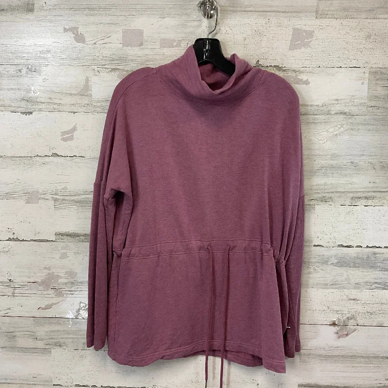 Women's Long Sleeve T-shirt with Drawstring -Athletic Top Long Sleeve Collar By Athleta In Purple, Size: S Women's Long Sleeve T-shirt with Drawstring -Athletic Top Long Sleeve Collar By Athleta In Purple, Size: S