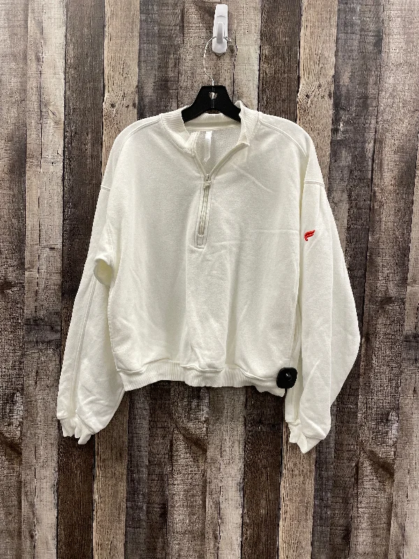 Women's Sequin Long Sleeve T-shirt -Athletic Top Long Sleeve Collar By Fabletics In Ivory, Size: M Women's Sequin Long Sleeve T-shirt -Athletic Top Long Sleeve Collar By Fabletics In Ivory, Size: M