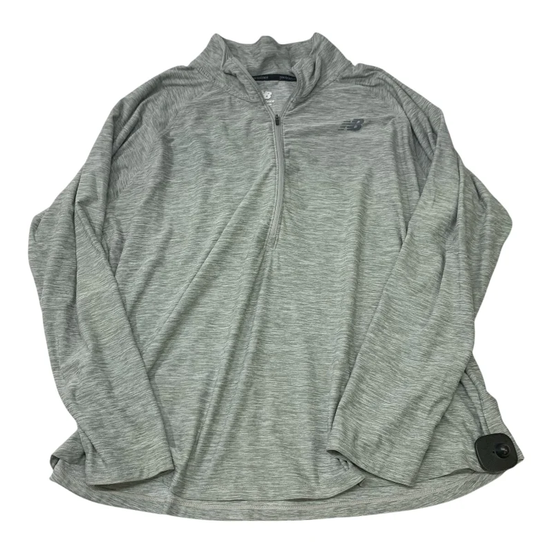 Women's Short Long Sleeve T-shirt -Athletic Top Long Sleeve Collar By New Balance In Grey, Size: 2x Women's Short Long Sleeve T-shirt -Athletic Top Long Sleeve Collar By New Balance In Grey, Size: 2x