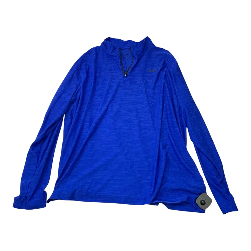 Women's T-shirt with Long Sleeves -Athletic Top Long Sleeve Collar By Nike Apparel In Blue, Size: Xl Women's T-shirt with Long Sleeves -Athletic Top Long Sleeve Collar By Nike Apparel In Blue, Size: Xl