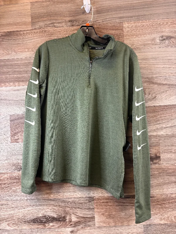 Women's Long Sleeve T-shirt with Button Detail -Athletic Top Long Sleeve Collar By Nike Apparel In Green, Size: M Women's Long Sleeve T-shirt with Button Detail -Athletic Top Long Sleeve Collar By Nike Apparel In Green, Size: M