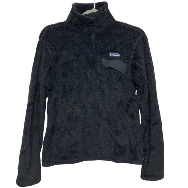 Women's T-shirt with Long Sleeves for Cold Weather -Athletic Top Long Sleeve Collar By Patagonia In Black, Size: S Women's T-shirt with Long Sleeves for Cold Weather -Athletic Top Long Sleeve Collar By Patagonia In Black, Size: S