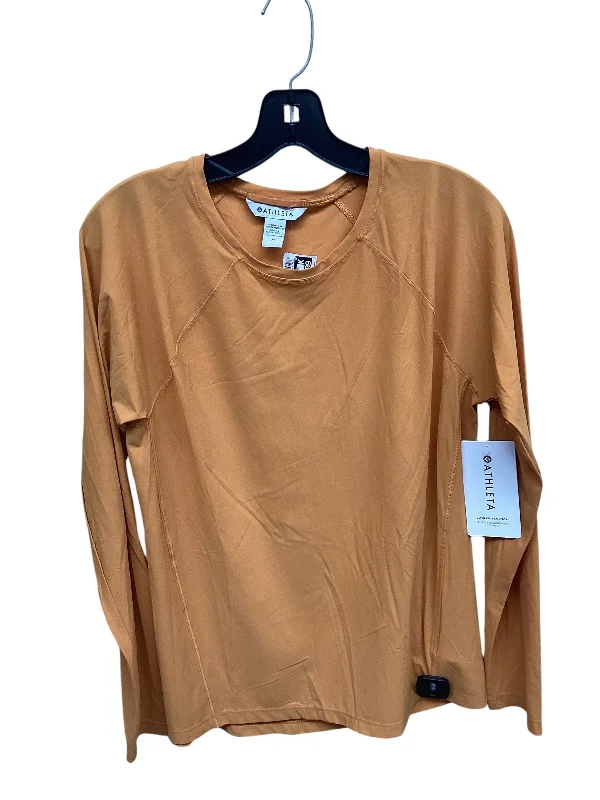 Women's White Long Sleeve T-shirt -Athletic Top Long Sleeve Crewneck By Athleta In Orange, Size: M Women's White Long Sleeve T-shirt -Athletic Top Long Sleeve Crewneck By Athleta In Orange, Size: M