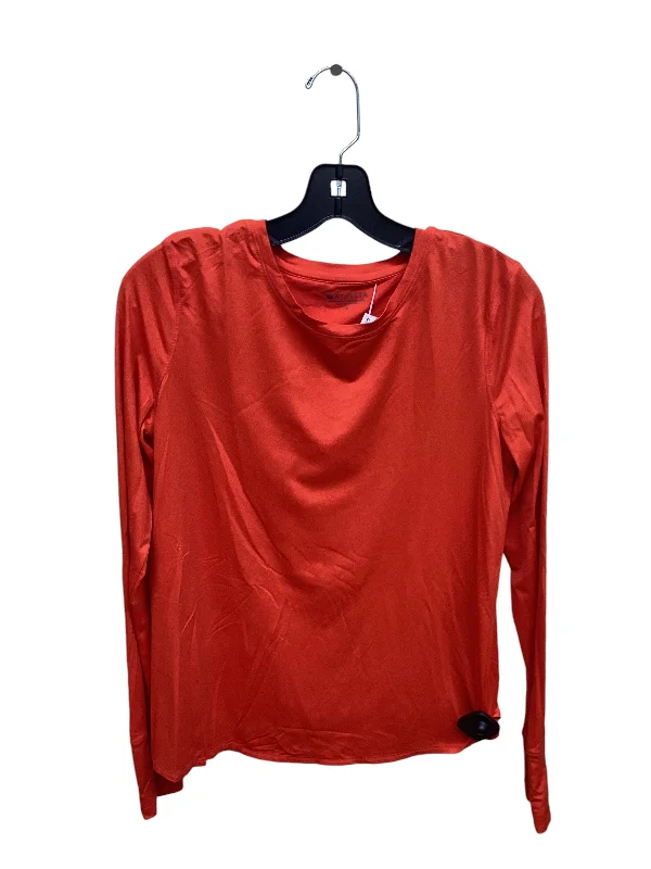 Women's Round Neck Long Sleeve T-shirt -Athletic Top Long Sleeve Crewneck By Athleta In Orange, Size: S Women's Round Neck Long Sleeve T-shirt -Athletic Top Long Sleeve Crewneck By Athleta In Orange, Size: S