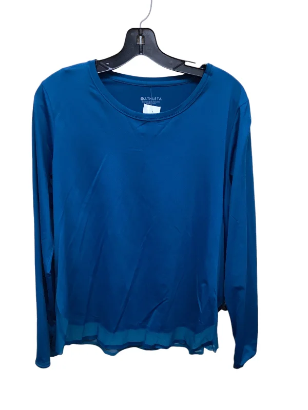 Women's Stylish Long Sleeve Top -Athletic Top Long Sleeve Crewneck By Athleta In Teal, Size: L Women's Stylish Long Sleeve Top -Athletic Top Long Sleeve Crewneck By Athleta In Teal, Size: L