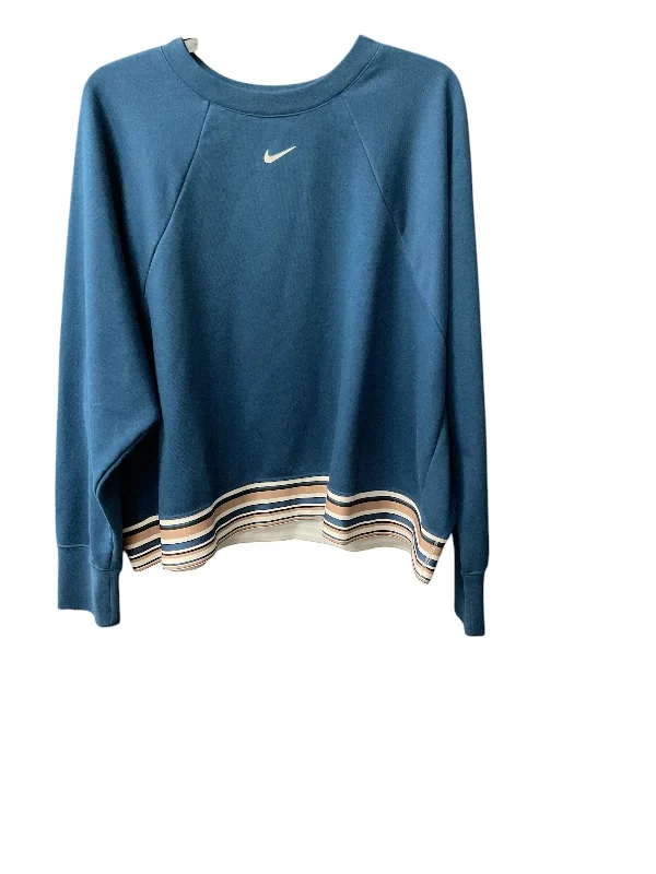 Women's Relaxed Fit Long Sleeve T-shirt -Athletic Top Long Sleeve Crewneck By Nike In Blue, Size: 2x Women's Relaxed Fit Long Sleeve T-shirt -Athletic Top Long Sleeve Crewneck By Nike In Blue, Size: 2x