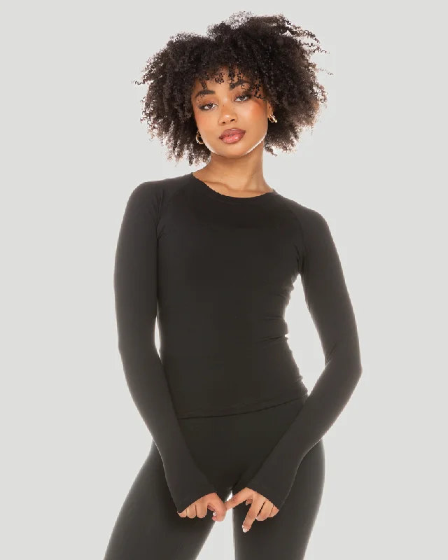 Women's Iconic Long Sleeve T-shirt -Aura Long Sleeve - Black