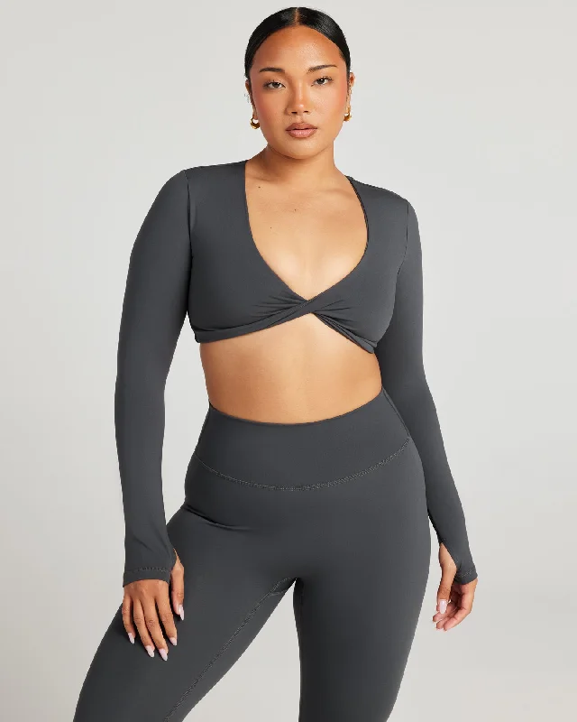 Women's Custom Long Sleeve T-shirt -Aura Vantage Long Sleeve - Charcoal