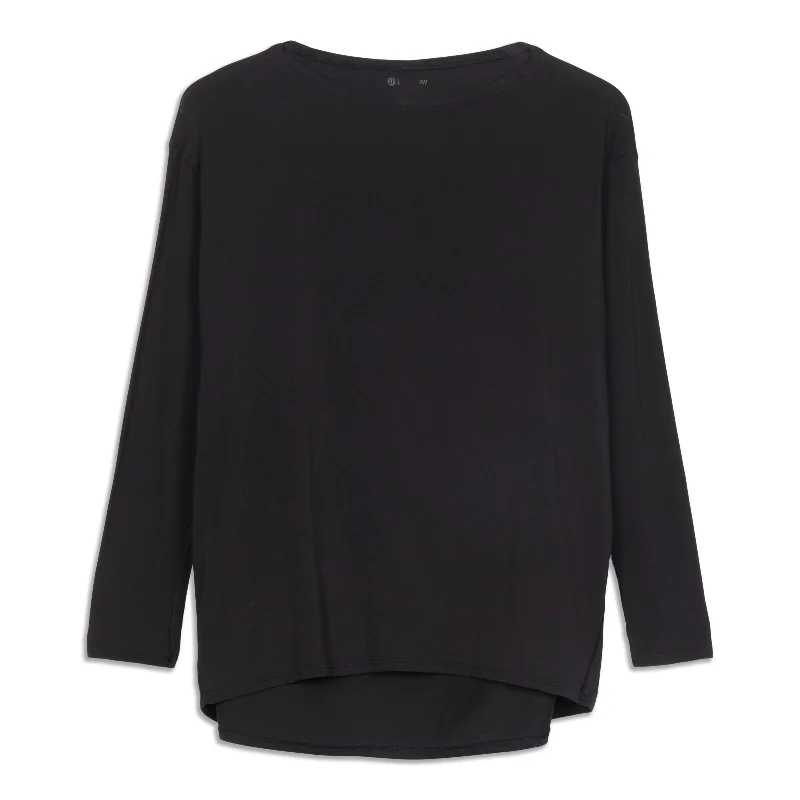 Women's Comfortable Long Sleeve T-shirt for Weekend Wear -Back In Action Long Sleeve Shirt - Resale Women's Comfortable Long Sleeve T-shirt for Weekend Wear -Back In Action Long Sleeve Shirt - Resale