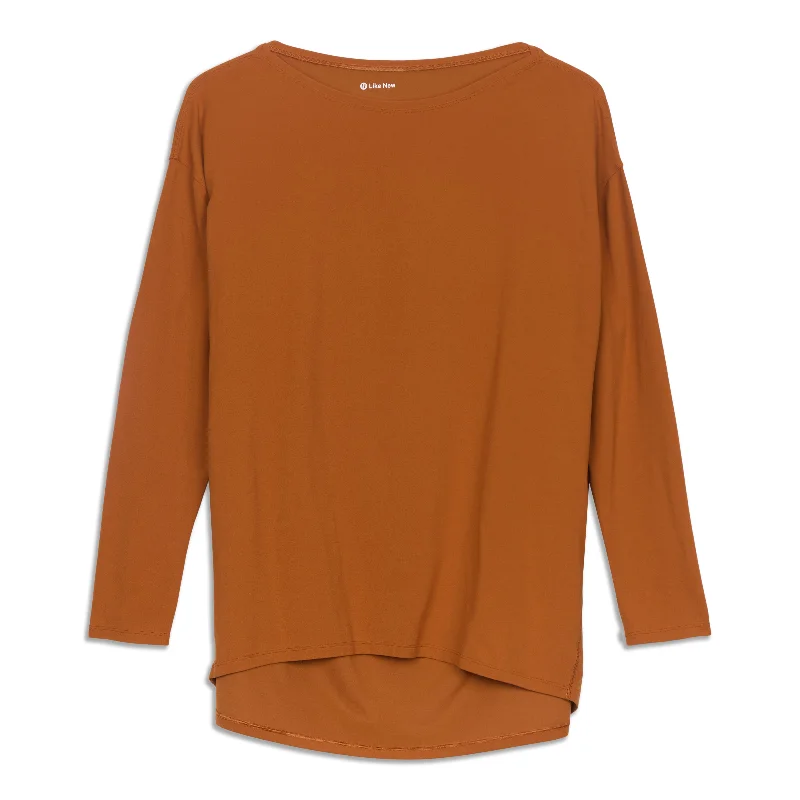 Women's Simple and Cozy Long Sleeve T-shirt for Relaxation -Back In Action Long Sleeve Shirt - Resale Women's Simple and Cozy Long Sleeve T-shirt for Relaxation -Back In Action Long Sleeve Shirt - Resale