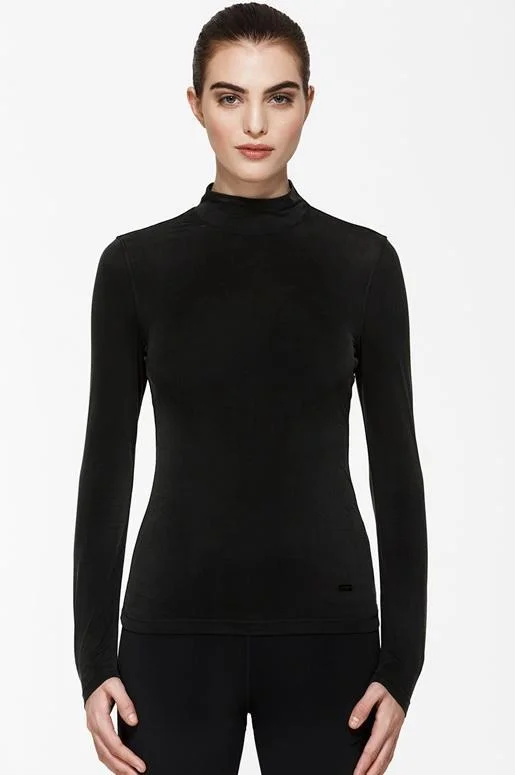 Women's Long Sleeve T-shirt with Elegant Neckline -Basque Long Sleeve Top