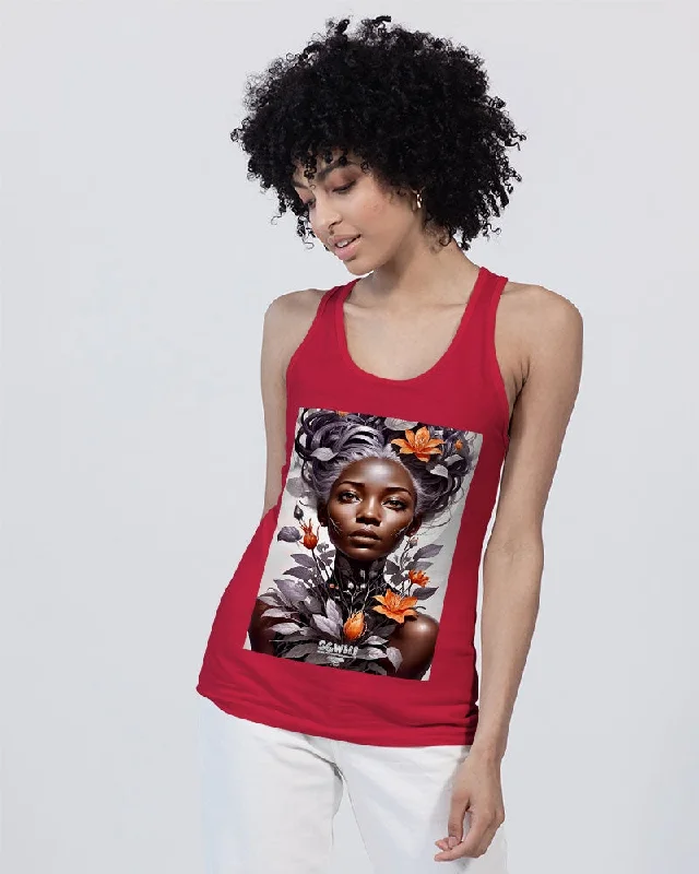 Women's Cropped Tank Tops for Summer -Beautiful black silver grey hair blossom women Unisex Jersey Tank | Bella + Canvas