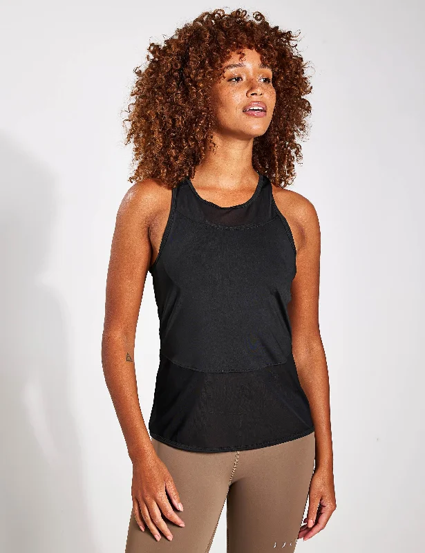 Women's Light Tank Tops for Hot Summer Wear -Kiava Mesh Tank - Black