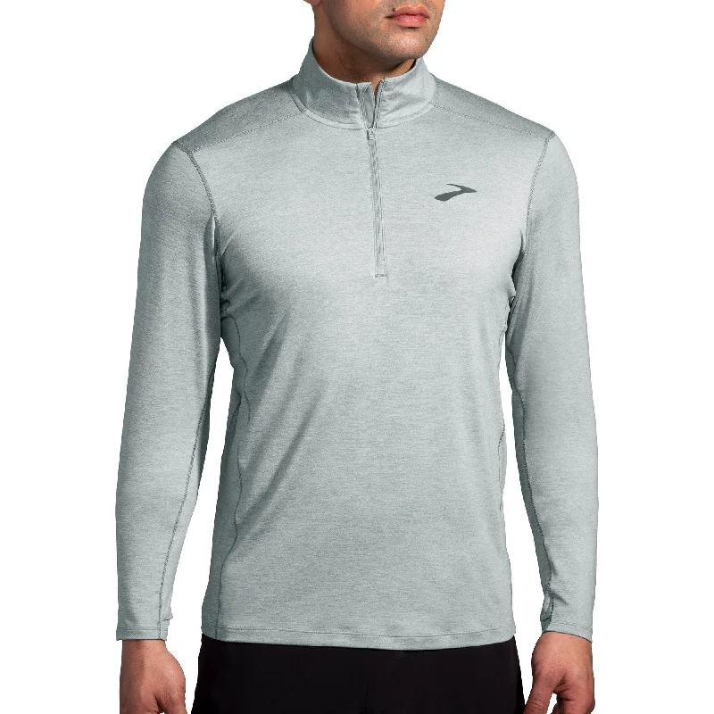 Women's Cozy Long Sleeve Top for Lounge -Brooks Dash 2.0 Half Zip Long Sleeve Mens Running Top - Grey