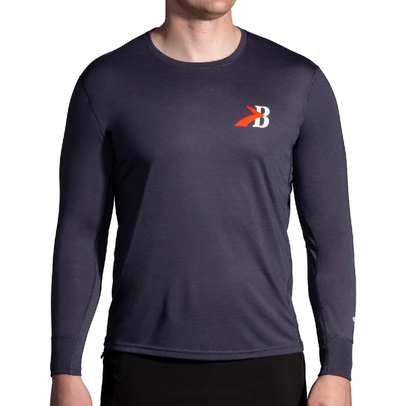 Women's Streetwear Long Sleeve T-shirt -Brooks Distance Graphic Long Sleeve Mens Running Top - Grey