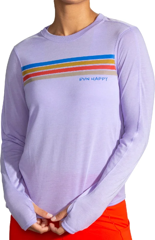 Women's Seamless Long Sleeve T-shirt -Brooks Distance Graphic Long Sleeve Womens Running Top - Purple Women's Seamless Long Sleeve T-shirt -Brooks Distance Graphic Long Sleeve Womens Running Top - Purple