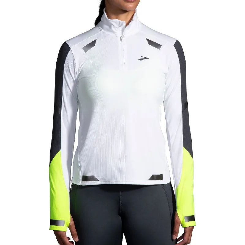 Women's Long Sleeve T-shirt for School -Brooks Run Visible Half Zip Long Sleeve Womens Running Top - White Women's Long Sleeve T-shirt for School -Brooks Run Visible Half Zip Long Sleeve Womens Running Top - White