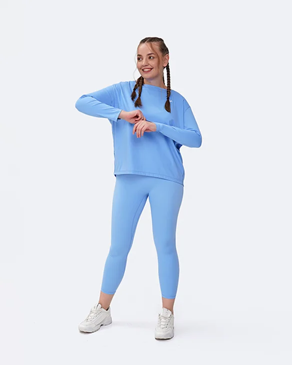 Women's Black Long Sleeve T-shirt -Bubble Blue Long Sleeve