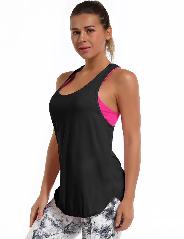 Women's Tank Tops for Active Days -Loose Fit Racerback Tank Top black