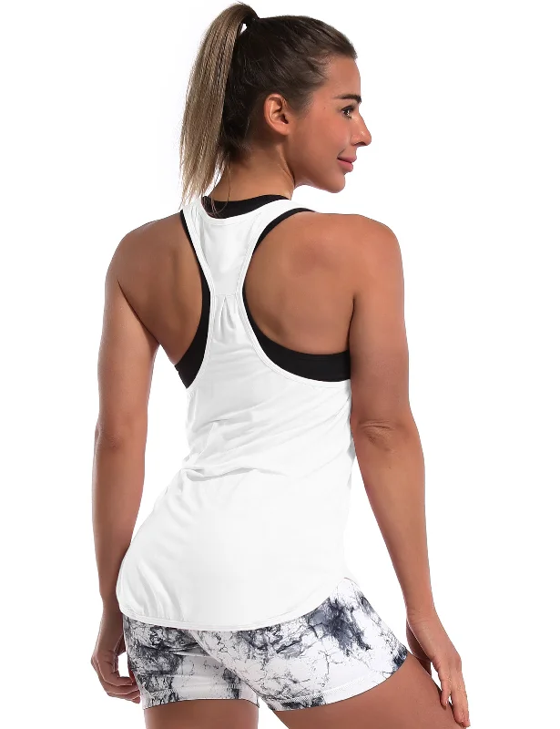 Women's Tank Tops for Layering with Sweaters -Loose Fit Racerback Tank Top white