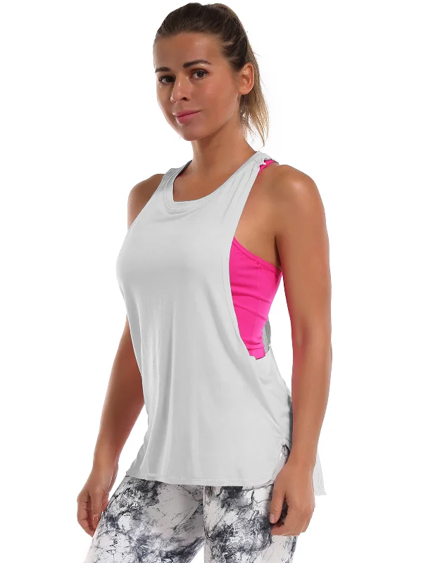 Women's Sleek Camis with Silky Texture -Low Cut Loose Fit Tank Top lightgray