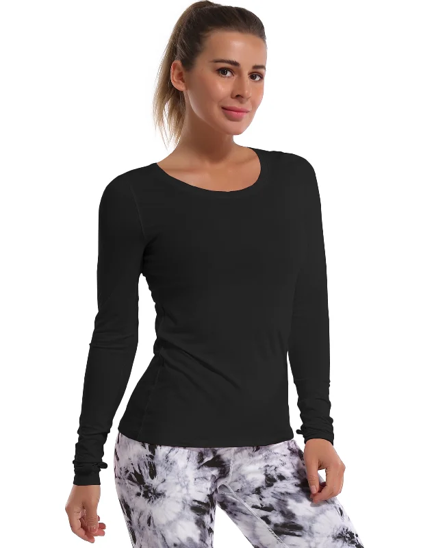 Women's Graphic Long Sleeve T-shirt for Casual Wear -Athlete Long Sleeve Tops black