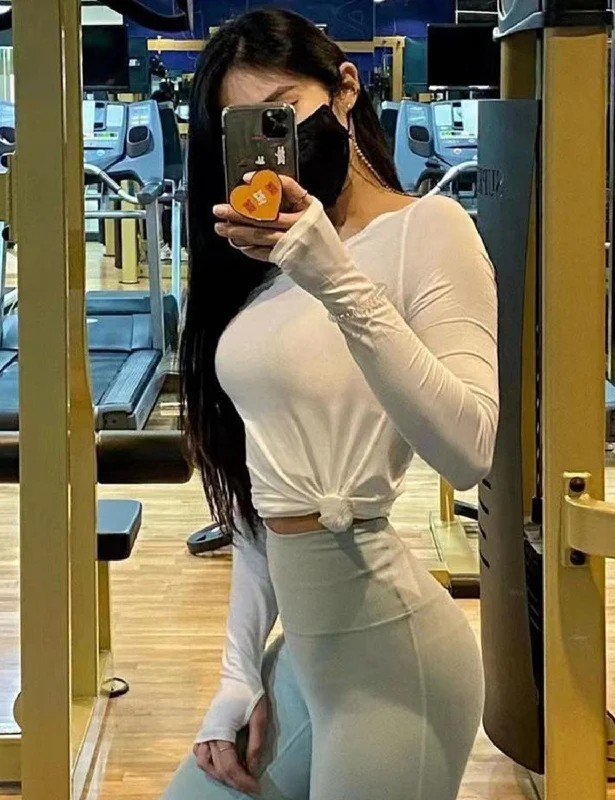 Women's Stylish Long Sleeve Shirt for Street Wear -Athlete Long Sleeve Tops white ins Women's Stylish Long Sleeve Shirt for Street Wear -Athlete Long Sleeve Tops white ins