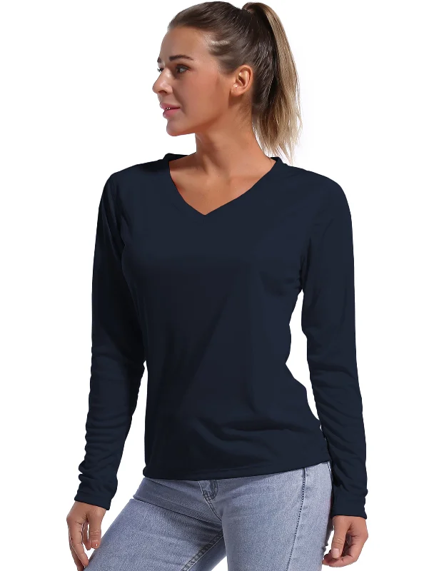 Women's Comfortable Long Sleeve T-shirt with Comfy Fit -V Neck Long Sleeve Athletic Shirts darknavy Women's Comfortable Long Sleeve T-shirt with Comfy Fit -V Neck Long Sleeve Athletic Shirts darknavy