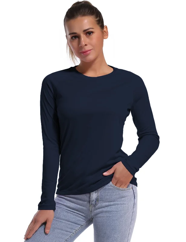 Women's Long Sleeve T-shirt for Gym Wear -Long Sleeve Athletic Shirts darknavy