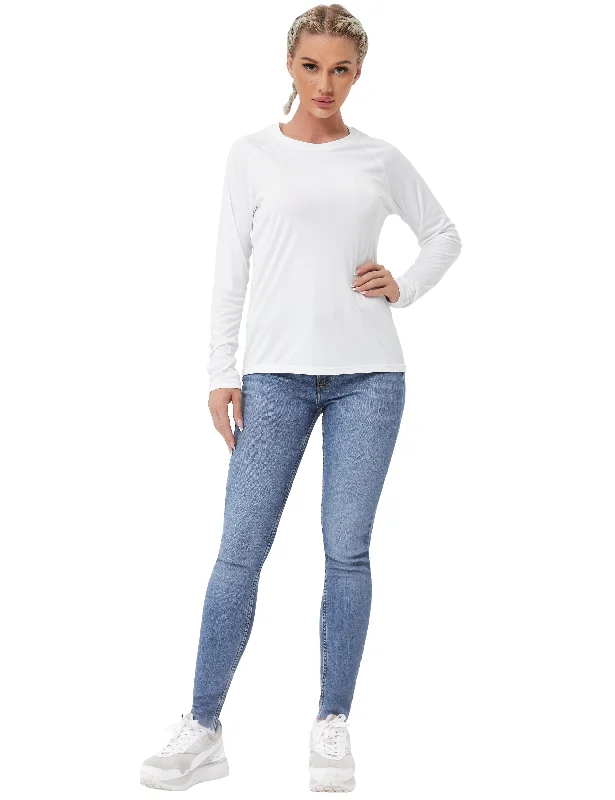 Women's Casual Long Sleeve T-shirt for Fall -Long Sleeve Athletic Shirts white