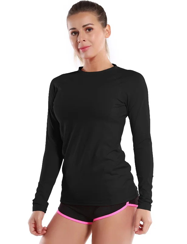 Women's Soft Long Sleeve Shirt for Cozy Fit -Long Sleeve UPF 50+ Rashguard black
