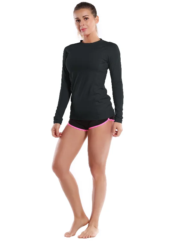 Women's Trendy Long Sleeve T-shirt with Textured Details -Long Sleeve UPF 50+ Rashguard blackgreen Women's Trendy Long Sleeve T-shirt with Textured Details -Long Sleeve UPF 50+ Rashguard blackgreen