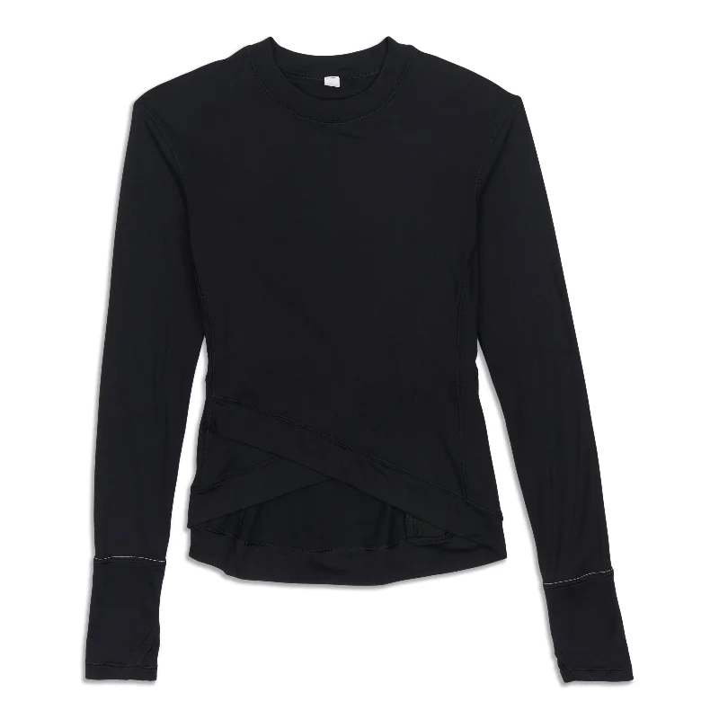 Women's Relaxed Fit Long Sleeve T-shirt with Cuffs -Close To Crossing Long Sleeve Shirt - Resale