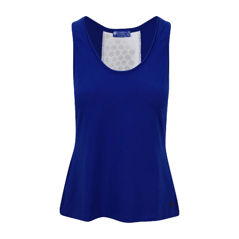 Women's Casual Camis with Embellished Straps -Contrast Chic Tank Blue