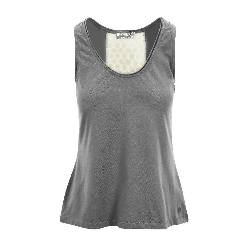 Women's Ribbed Tank Tops with Lace -Contrast Chic Tank Grey