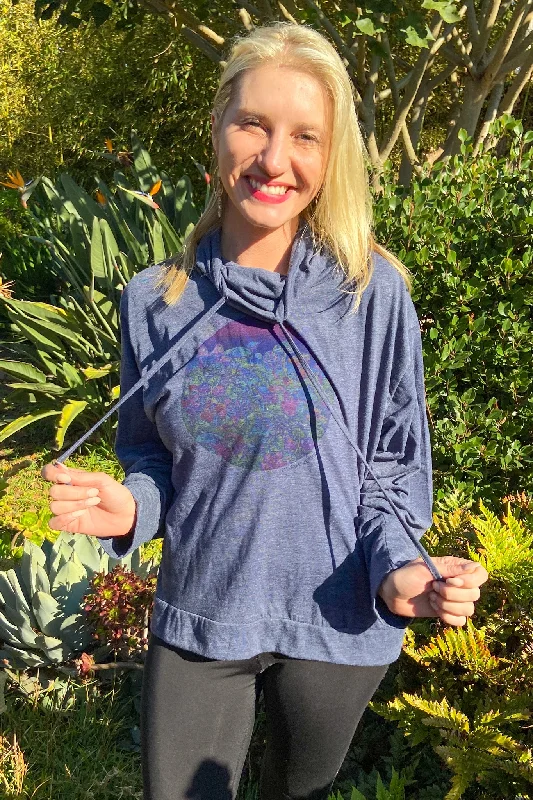 Women's Comfy Long Sleeve Tee for Day or Night Wear -Entheogenic Mushroom Mock Neck Long Sleeve Pullover Women's Comfy Long Sleeve Tee for Day or Night Wear -Entheogenic Mushroom Mock Neck Long Sleeve Pullover