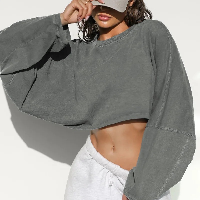 Women's Vintage Print Long Sleeve T-shirt -Womens Long Sleeve Tops Cropped Loose Fit Casual Workout Shirts Women's Vintage Print Long Sleeve T-shirt -Womens Long Sleeve Tops Cropped Loose Fit Casual Workout Shirts